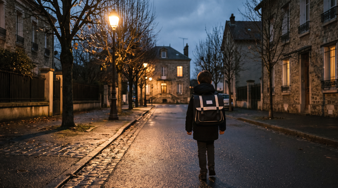 Illustration : le trajet de l'école quand la nuit tombe à 17 h